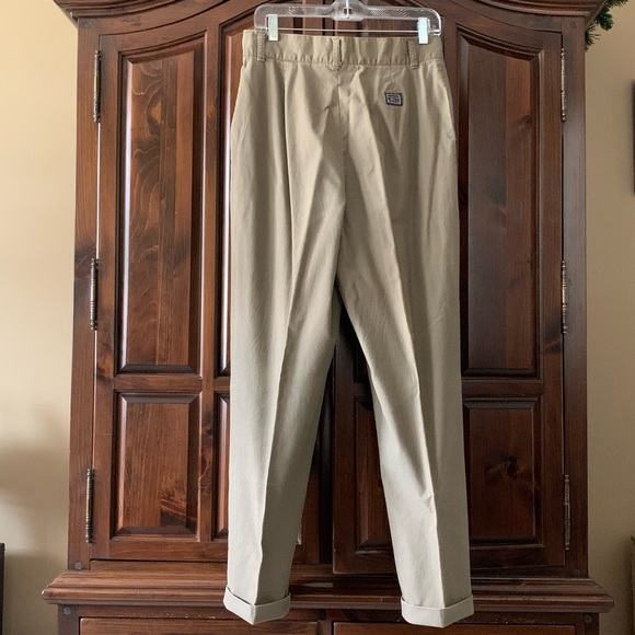 Essentials Sport Loafers Pants 12 Khaki Brown Y2K 90's Pleated front Cuffed legs - Picture 16 of 16